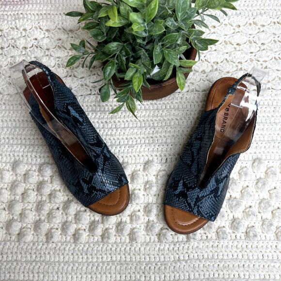 LUCKY BRAND Women's 6.5 Rhazy Bluestone Leather Snake Slingback Sandal Shoe NEW - Picture 5 of 16